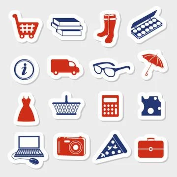 Shopping stickers Stock Illustration