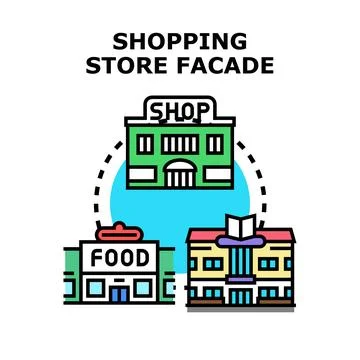 Shopping store facade vector concept illustration representing commerce Stock Illustration