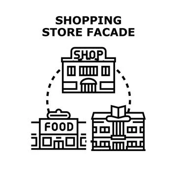 Shopping store facade vector concept illustration representing commerce Stock Illustration