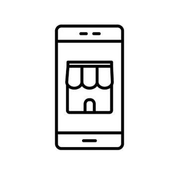 Shopping store inside smartphone line style icon vector design 스톡 일러스트