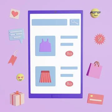 Shopping in the store through the smartphone application 스톡 일러스트