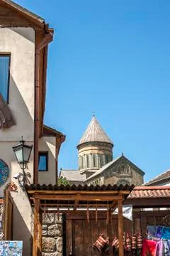 A shopping street of Mtskheta. Stock Photos