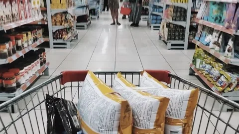 Shopping at the supermarket Stock Footage 288596117