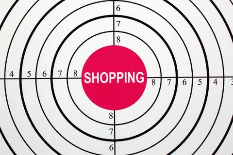 Shopping Target Concept Representing Consumer Focus and Retail Strategy Stock Photos