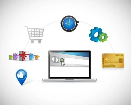 Shopping tech concept illustration design Illustrazione stock