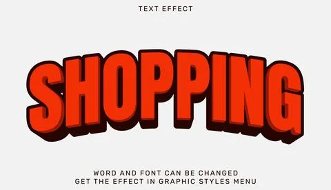 Shopping text effect template in 3d style Stock Illustration