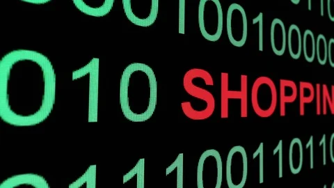 Shopping text over binary data Stock Footage 113974261