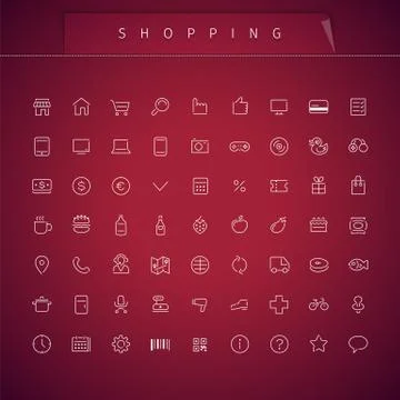 Shopping Thin Icons Set Stock Illustration