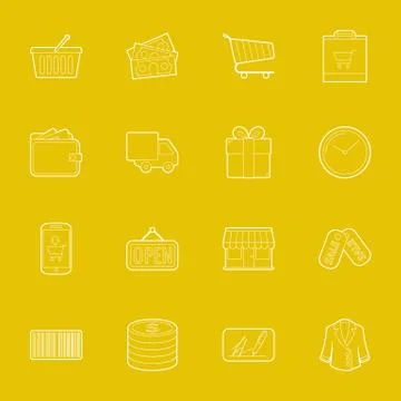 Shopping thin lines icons set Stock Illustration