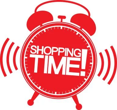 Shopping time alarm clock, vector illustration Stock Illustration