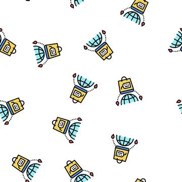 Shopping tourism vector seamless pattern Illustrazione stock