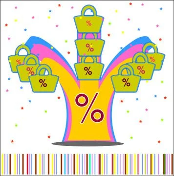 Shopping tree isolated vector Stock Illustration