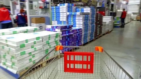 Shopping trolley with goods. TimeLaps Stock Footage 73890966
