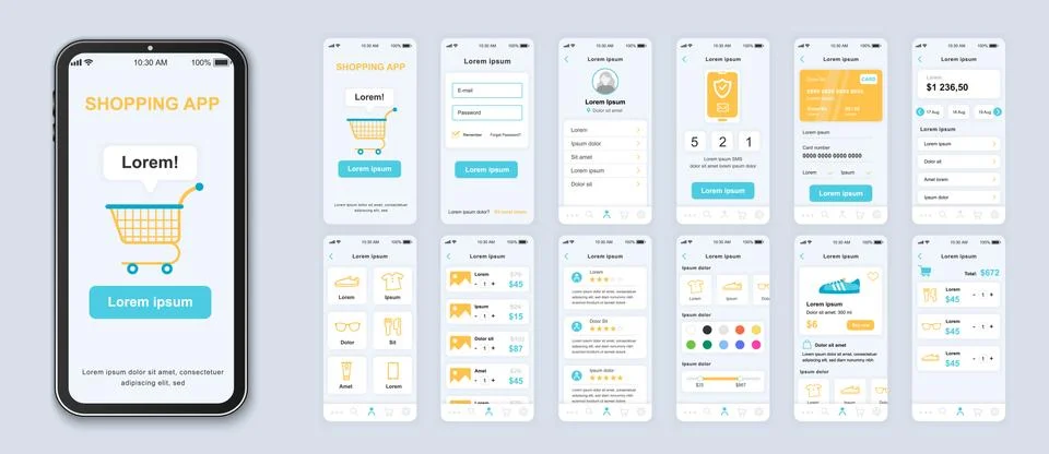 Shopping UI app interface design vector Ilustração Stock