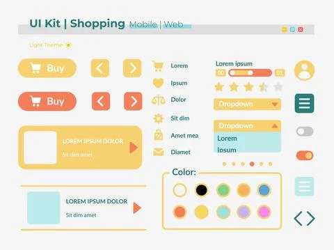 Shopping UI elements kit Illustrazione stock