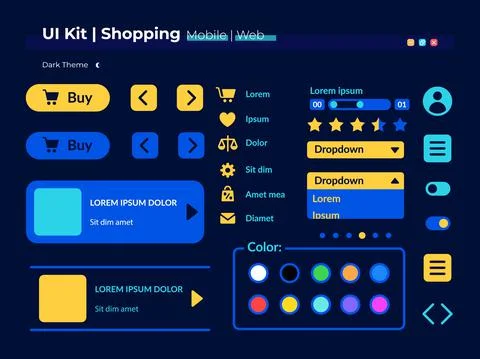 Shopping UI elements kit 스톡 일러스트