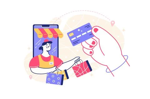 Shopping using mobile phone Stock Illustration