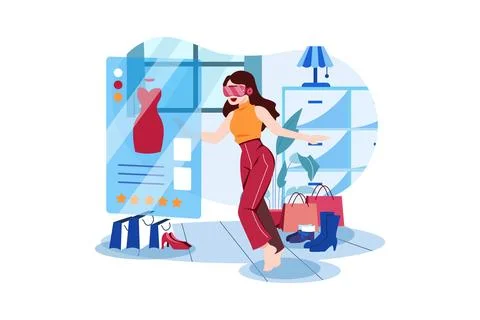 Shopping Using Virtual Technology Stock Illustration