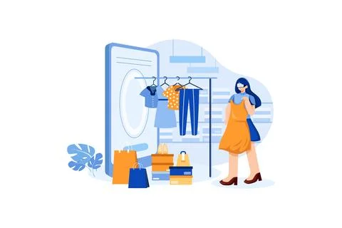 Shopping using virtual technology Stock Illustration