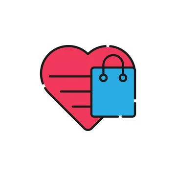 Shopping Wish List icon Vector Illustration. Shopping Wish List with Love Sha Illustrazione stock