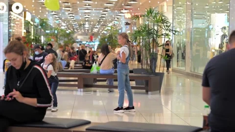 The shops and many people inside, Moscow, Russia - May 2022 Stock Footage 192852453