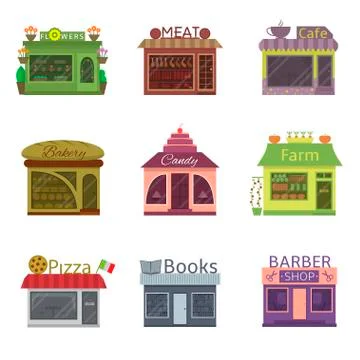 Shops and restaurants Stock Illustration