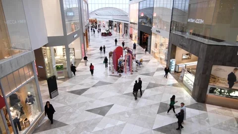 Shops and shoppers inside Werribee Pacific Plaza shopping center. Australia Stock Footage 244143186