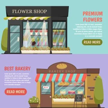Shops Banners Set Stock Illustration