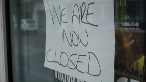 Shops forced to close down, UK Video stock 76385969