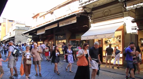 Shops on Ponte Vecchio Bridge Stock Footage 38216003