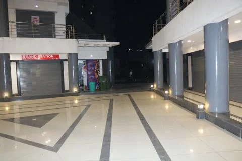 Shops, shutter, building low angle Stock Photos