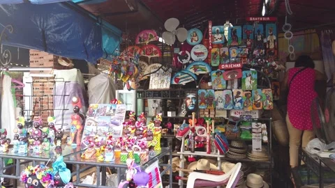 Shops, souvenirs and bazaar around the streets in Havana City in Cuba Video stock 172487251