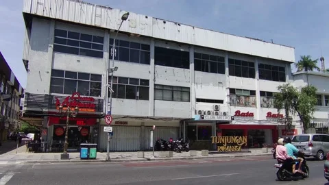 Shops with Vacant Upper Floors in Tunjungan Surabaya Indonesia Stock Footage 216964130