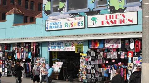 Shops on Venice Beach Boardwalk Stock Footage 38157464