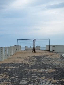 Shore access closed. No entry. Security . Stock Photos