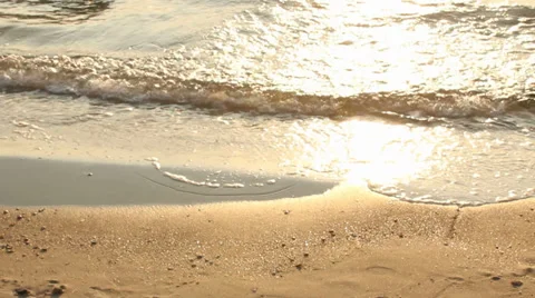 Shore and waves in sunset Stock Footage 28296335