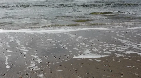 Shore being washed by the waves of North sea, Netherlands Stock Footage 24614800