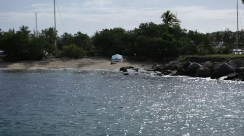Shore from boat Stock Footage 23835637