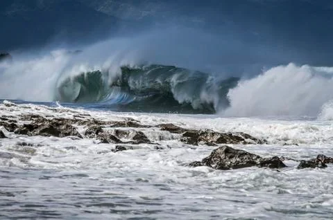 Shore break wave Foto stock