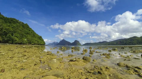 Shore during low tide Philippines time lapse Stock-Footage 35678886