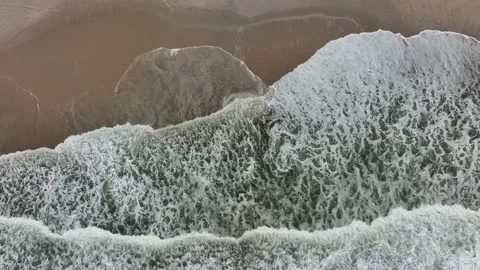Shore of empty beach with large area of dunes on the coast of Portugal Stock Footage 201731834