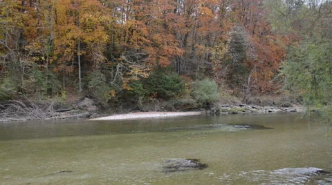 Shore of Isar river next to Pullach in Bavaria. Near Munich. (Germany) 스톡 동영상 68919344