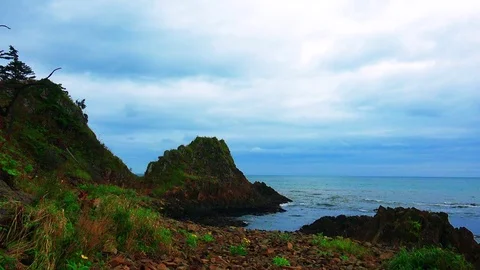 Shore on the island of Kunashir Stock Footage 75396809