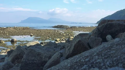 Shore on the island of Kunashir Stock Footage 75397708