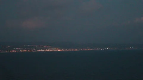 Shore Lights at Dusk Stock Footage 36778600