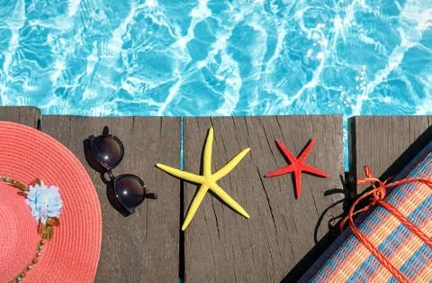 On the shore of the pool Stock Photos