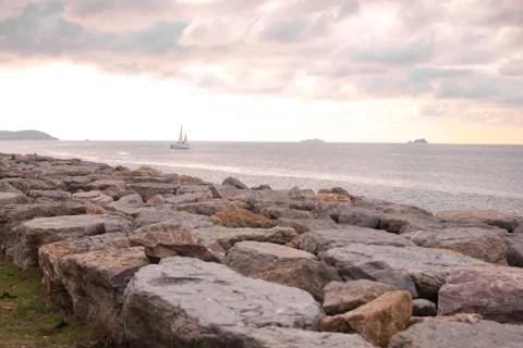 The shore with rocks. Stock Photos