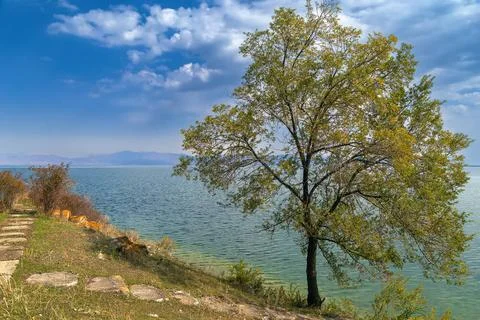 Shore of Sevan lake, Armenia Landscape with shore of Sevan lake, Armenia C... Stock Photos