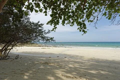 Shore under the shade. Peaceful Tropical Beach in Thailand Stock Photos