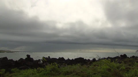 A shore under a sky of dark clouds. Stock Footage 39484119